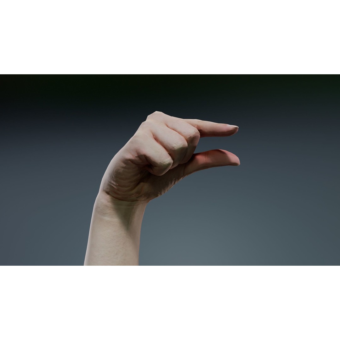 Finger Alphabet G 3D Model – Low Poly Character Asset, FBX - View 7