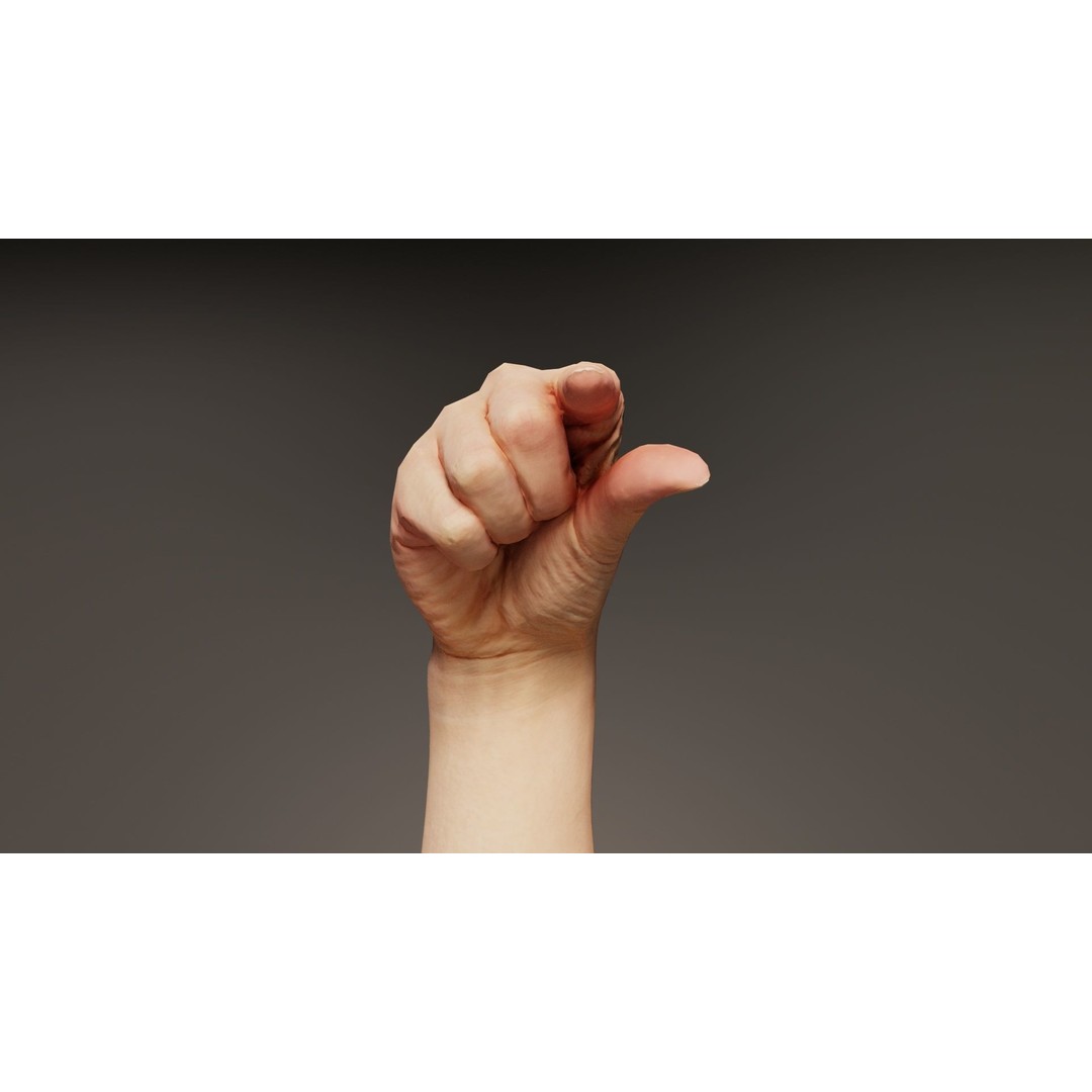 Finger Alphabet G 3D Model – Low Poly Character Asset, FBX - View 9