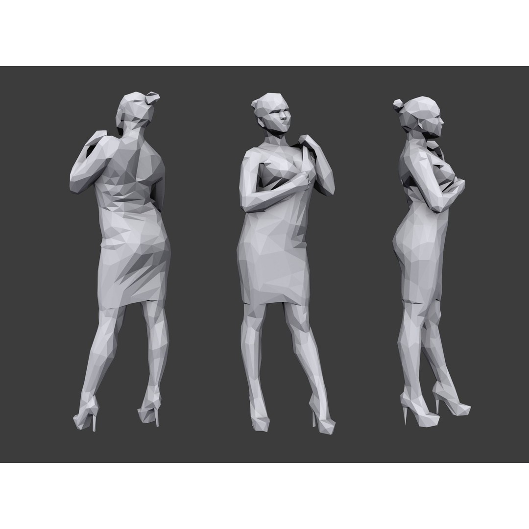Casual Characters 3D Model – Low Poly Stylized People for Archviz