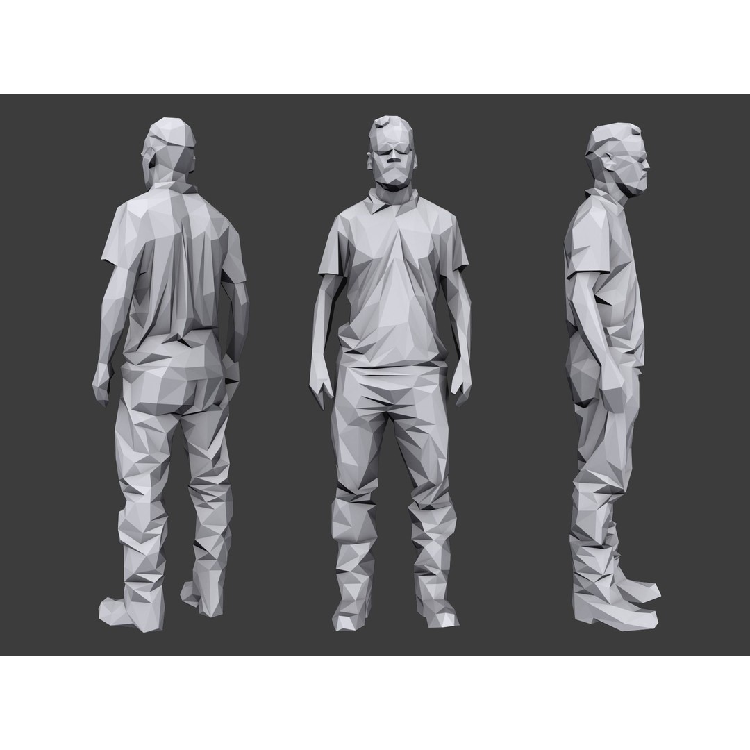 Casual Characters 3D Model – Low Poly Stylized People for Archviz - View 3