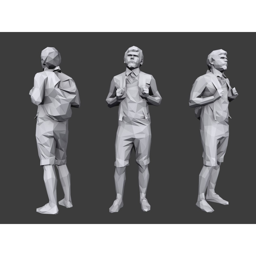Casual Characters 3D Model – Low Poly Stylized People for Archviz - View 4