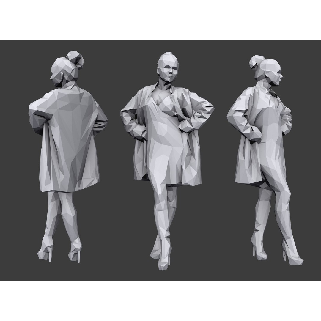 Casual Characters 3D Model – Low Poly Stylized People for Archviz - View 6