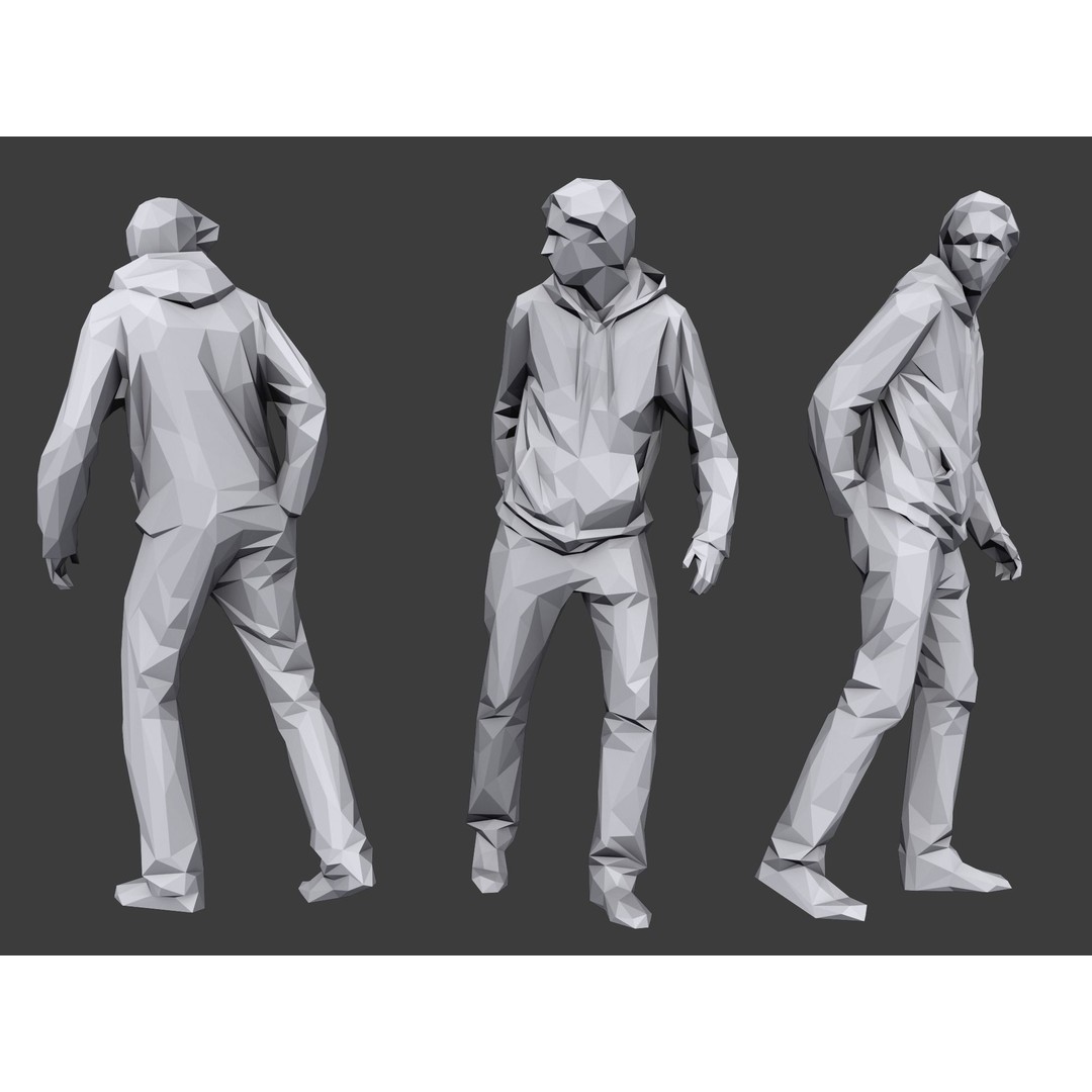 Casual Characters 3D Model – Low Poly Stylized People for Archviz - View 8