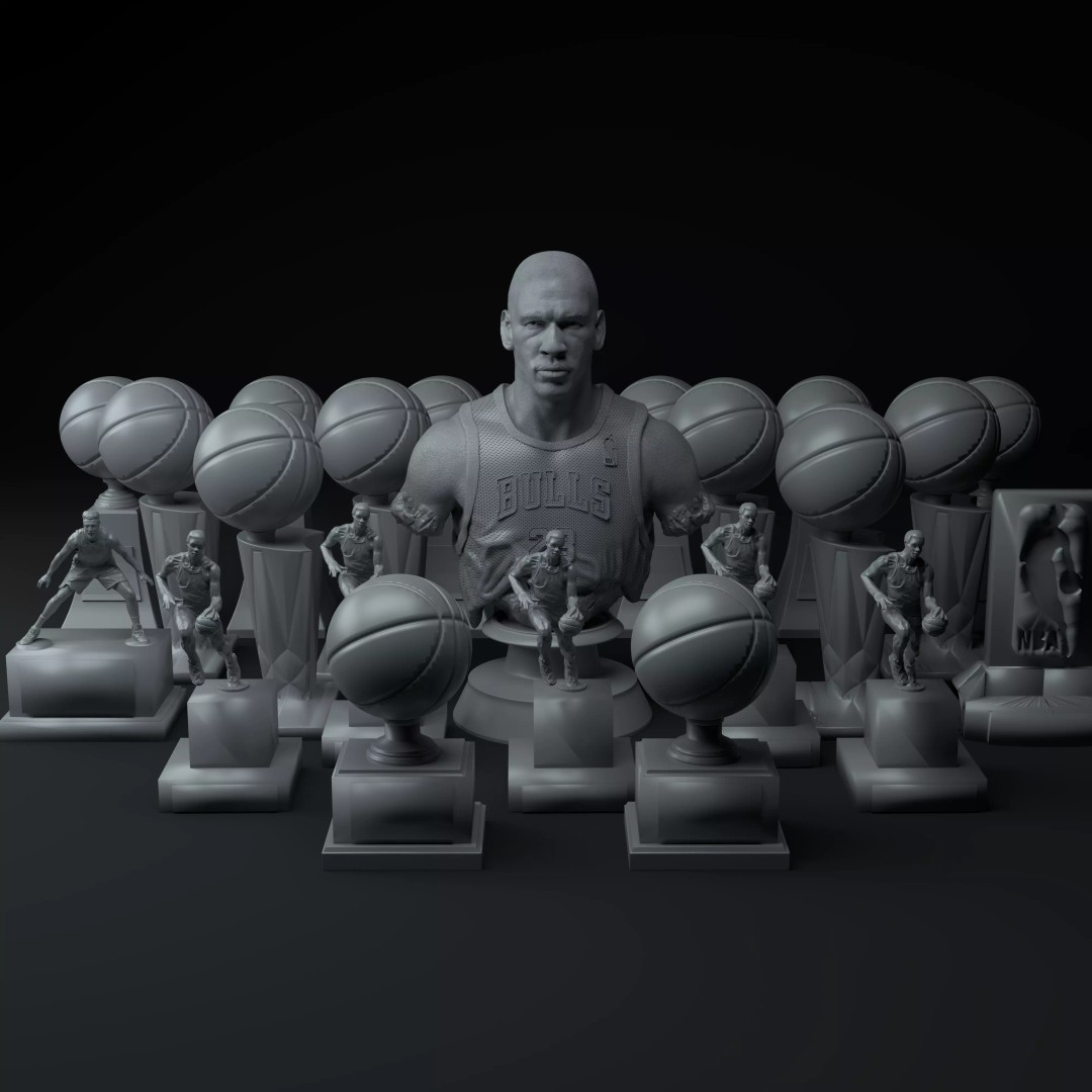Michael Jordan 3D Model – Premium Trophy Diorama for Printing - View 3