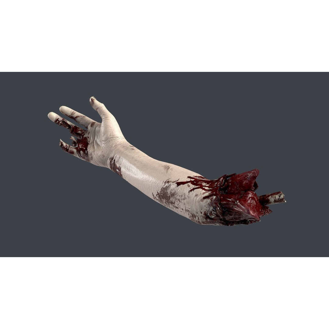 Severed Hand 3D Model – Low Poly Horror Asset, PBR Textures - View 6