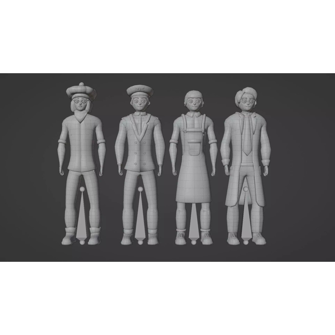 Casual Character Pack 3D Model – Low Poly Rigged NPCs, Game Ready, FBX