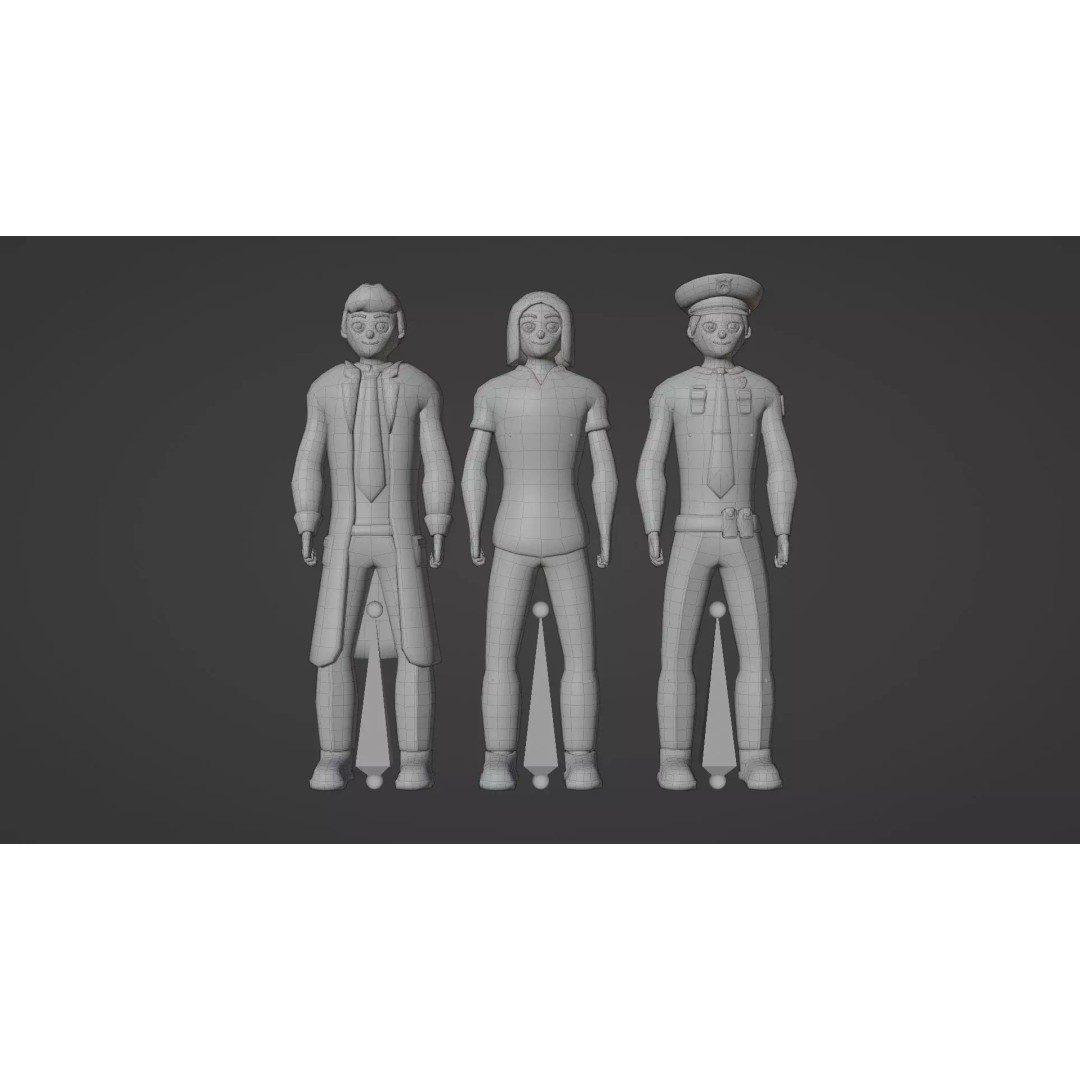 Casual Character Pack 3D Model – Low Poly Rigged NPCs, Game Ready, FBX - View 11
