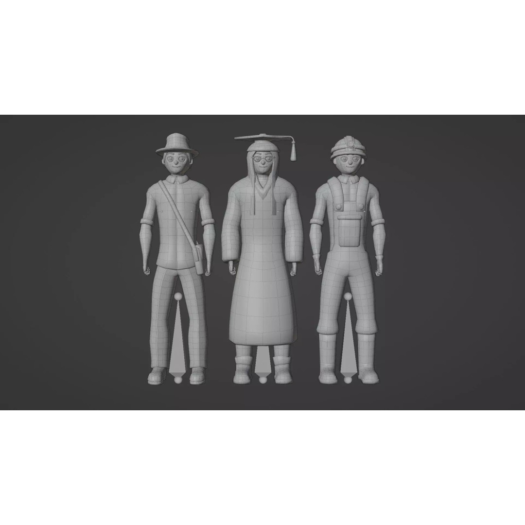 Casual Character Pack 3D Model – Low Poly Rigged NPCs, Game Ready, FBX - View 15
