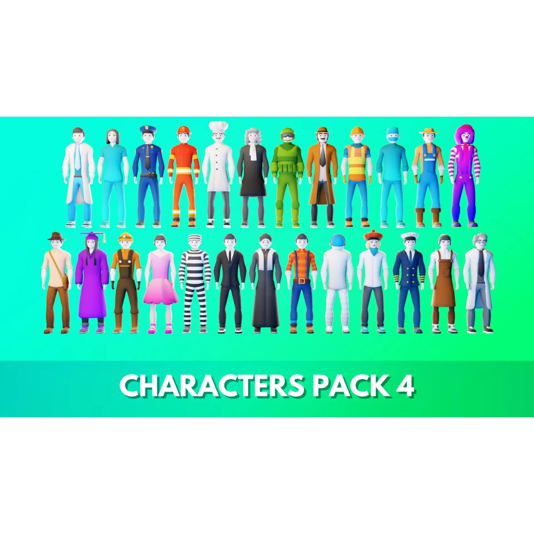Casual Character Pack 3D Model – Low Poly Rigged NPCs, Game Ready, FBX - View 2