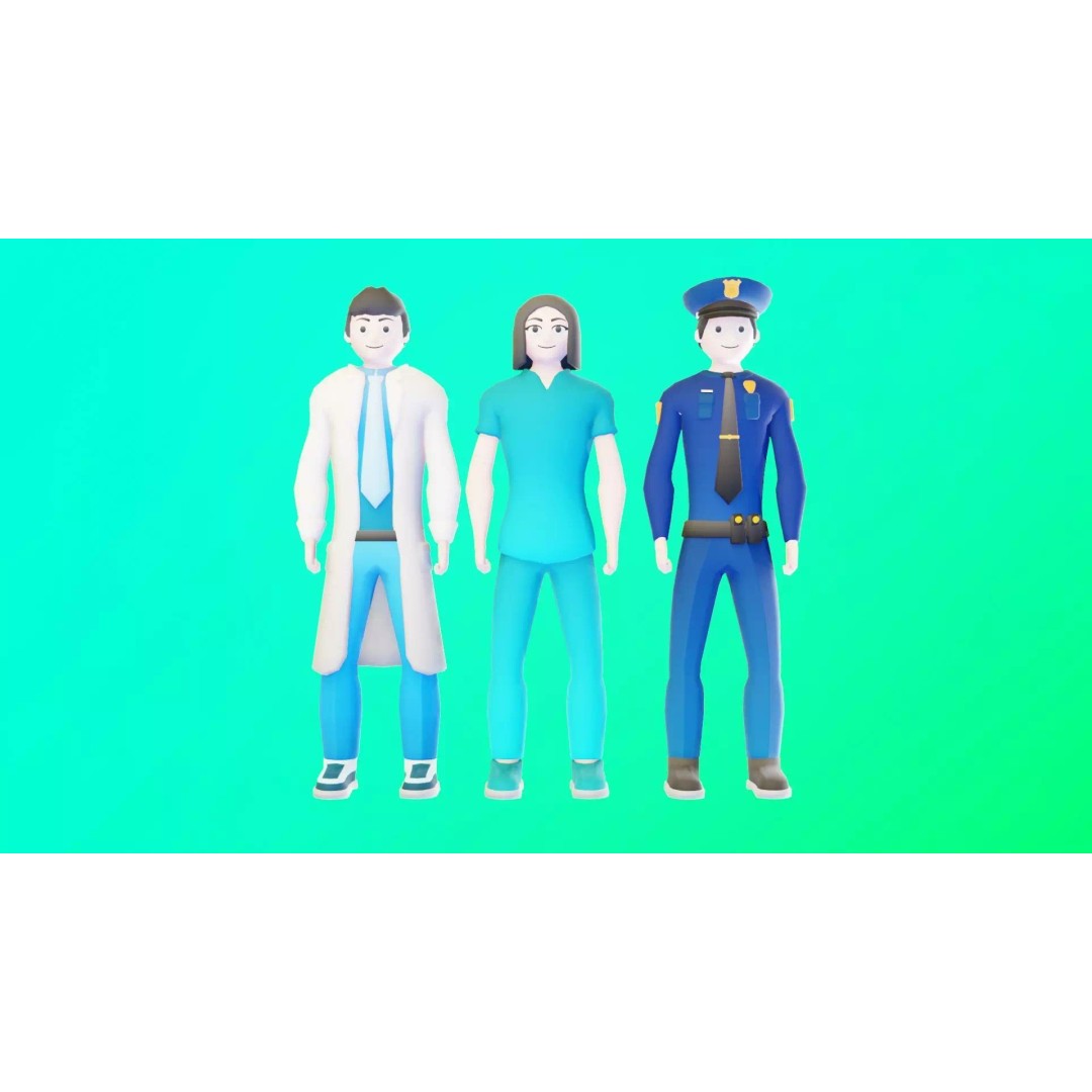 Casual Character Pack 3D Model – Low Poly Rigged NPCs, Game Ready, FBX - View 3