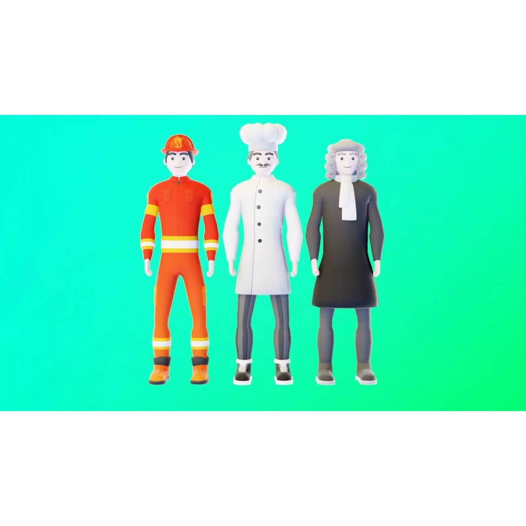 Casual Character Pack 3D Model – Low Poly Rigged NPCs, Game Ready, FBX - View 4