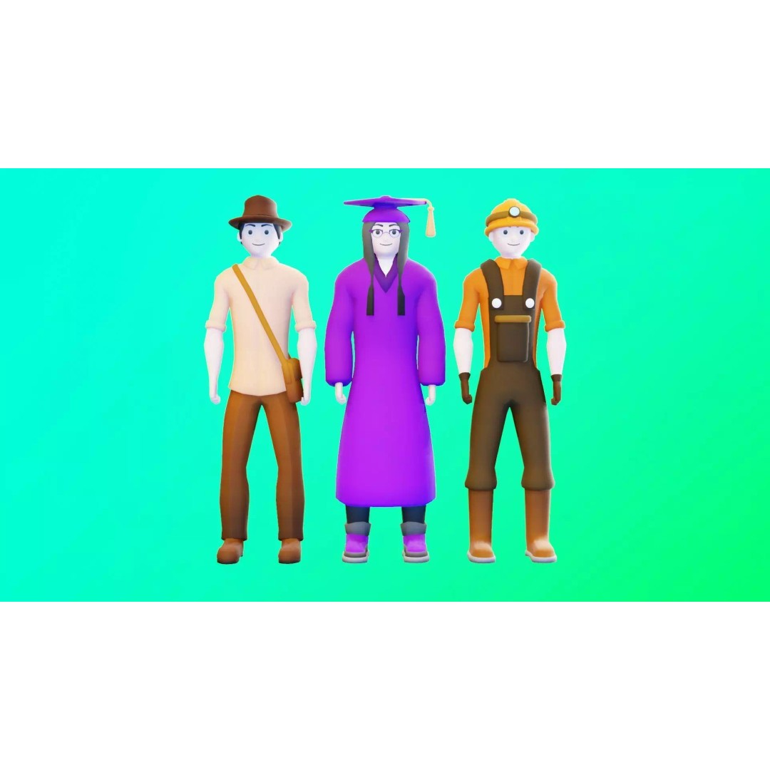 Casual Character Pack 3D Model – Low Poly Rigged NPCs, Game Ready, FBX - View 7