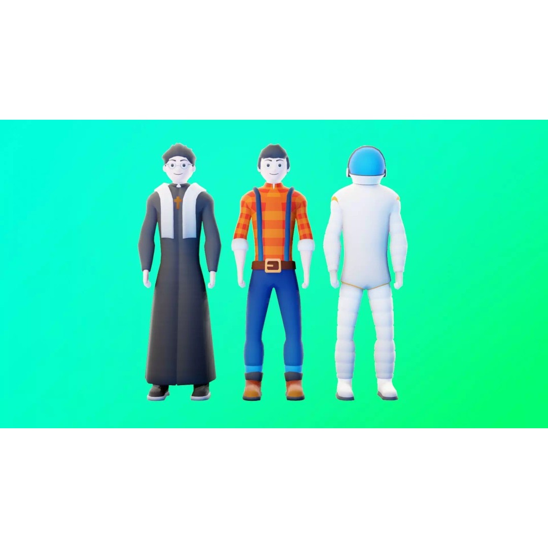 Casual Character Pack 3D Model – Low Poly Rigged NPCs, Game Ready, FBX - View 9