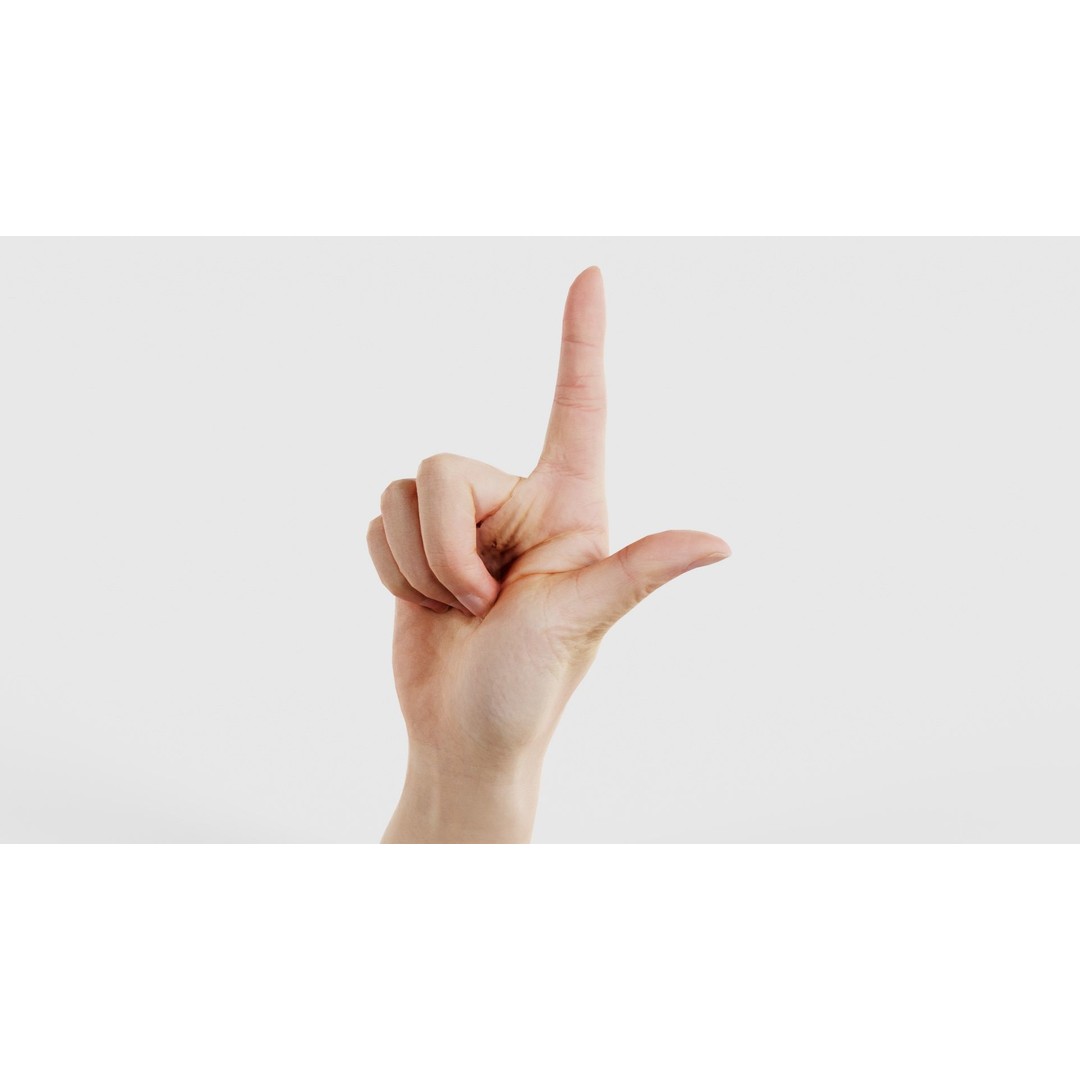 Finger Alphabet L 3D Model – Low Poly Character with PBR Textures, FBX