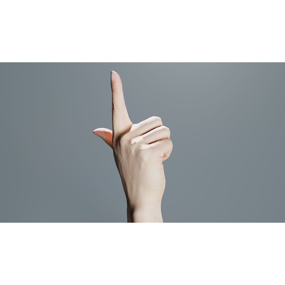 Finger Alphabet L 3D Model – Low Poly Character with PBR Textures, FBX - View 10