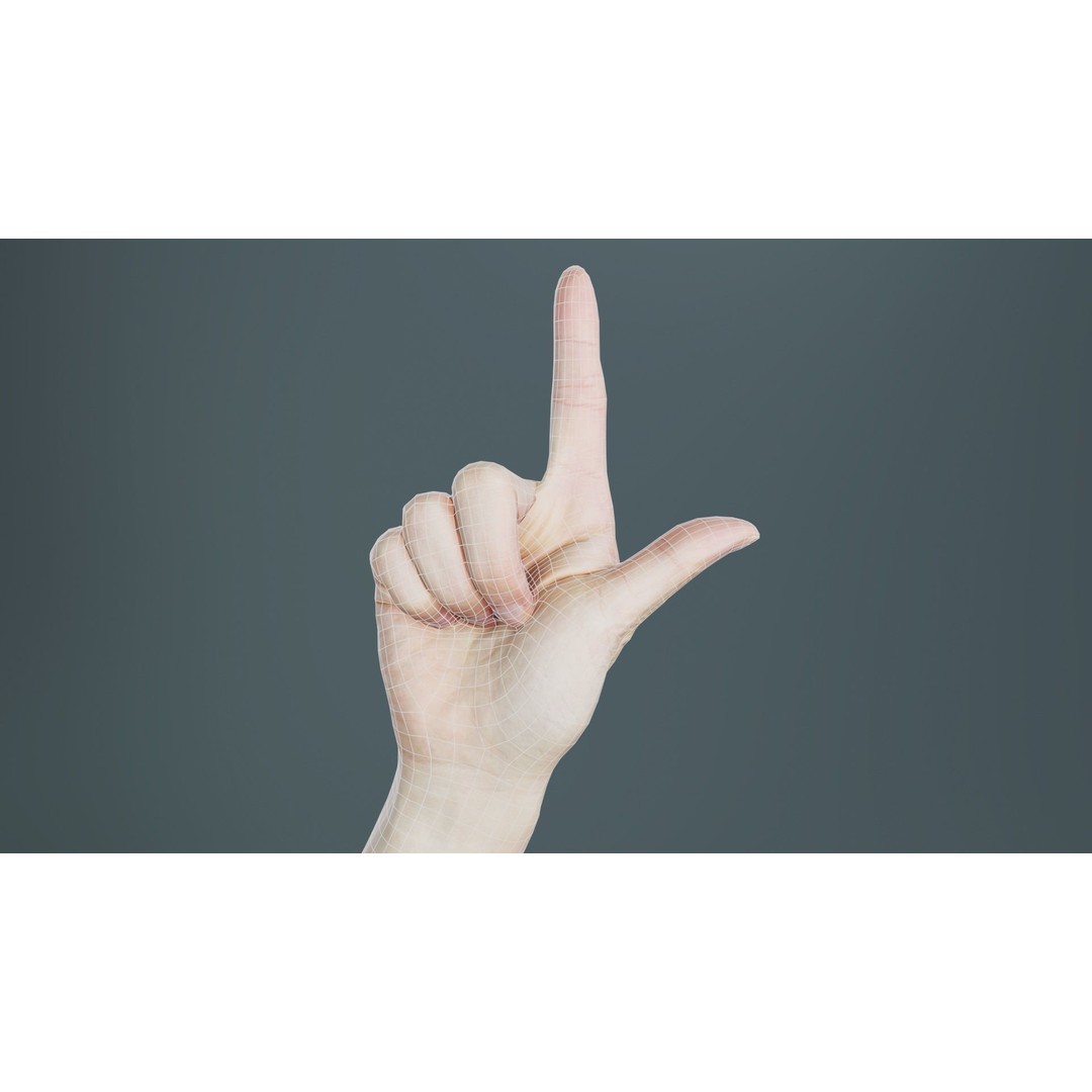 Finger Alphabet L 3D Model – Low Poly Character with PBR Textures, FBX - View 11