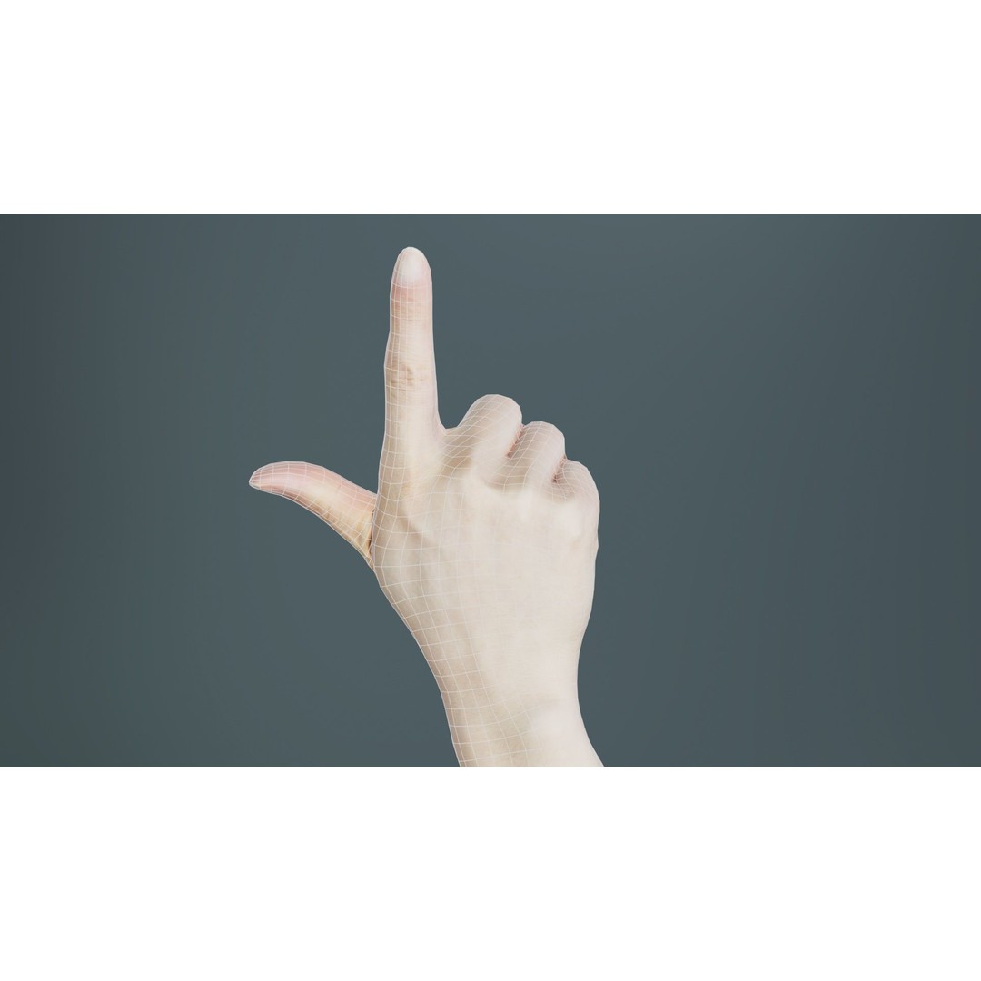 Finger Alphabet L 3D Model – Low Poly Character with PBR Textures, FBX - View 12