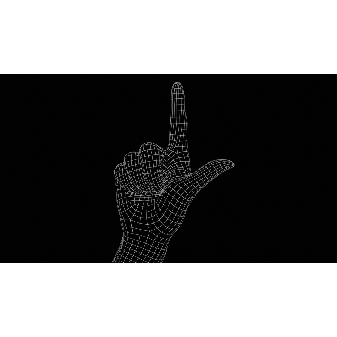 Finger Alphabet L 3D Model – Low Poly Character with PBR Textures, FBX - View 13