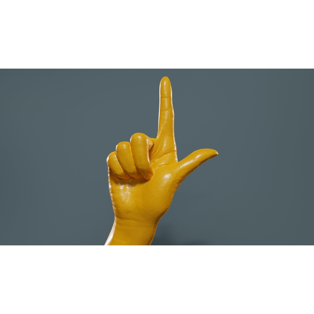 Finger Alphabet L 3D Model – Low Poly Character with PBR Textures, FBX - View 14