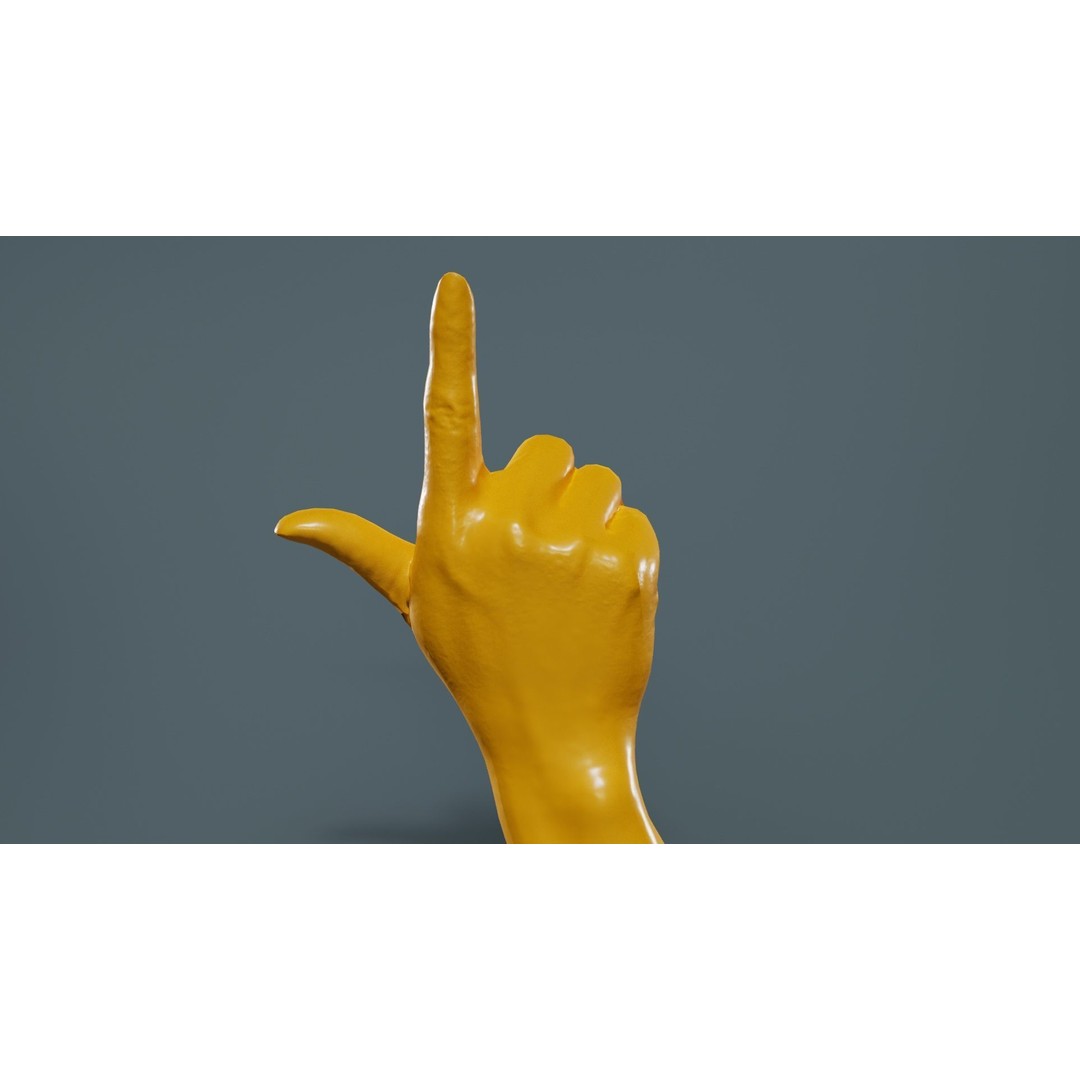 Finger Alphabet L 3D Model – Low Poly Character with PBR Textures, FBX - View 15