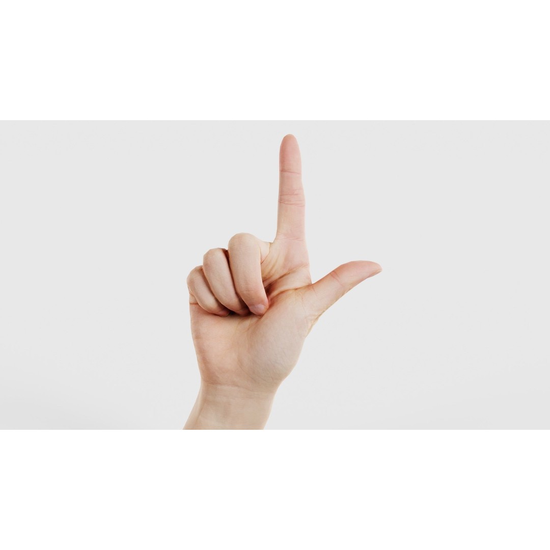 Finger Alphabet L 3D Model – Low Poly Character with PBR Textures, FBX - View 17