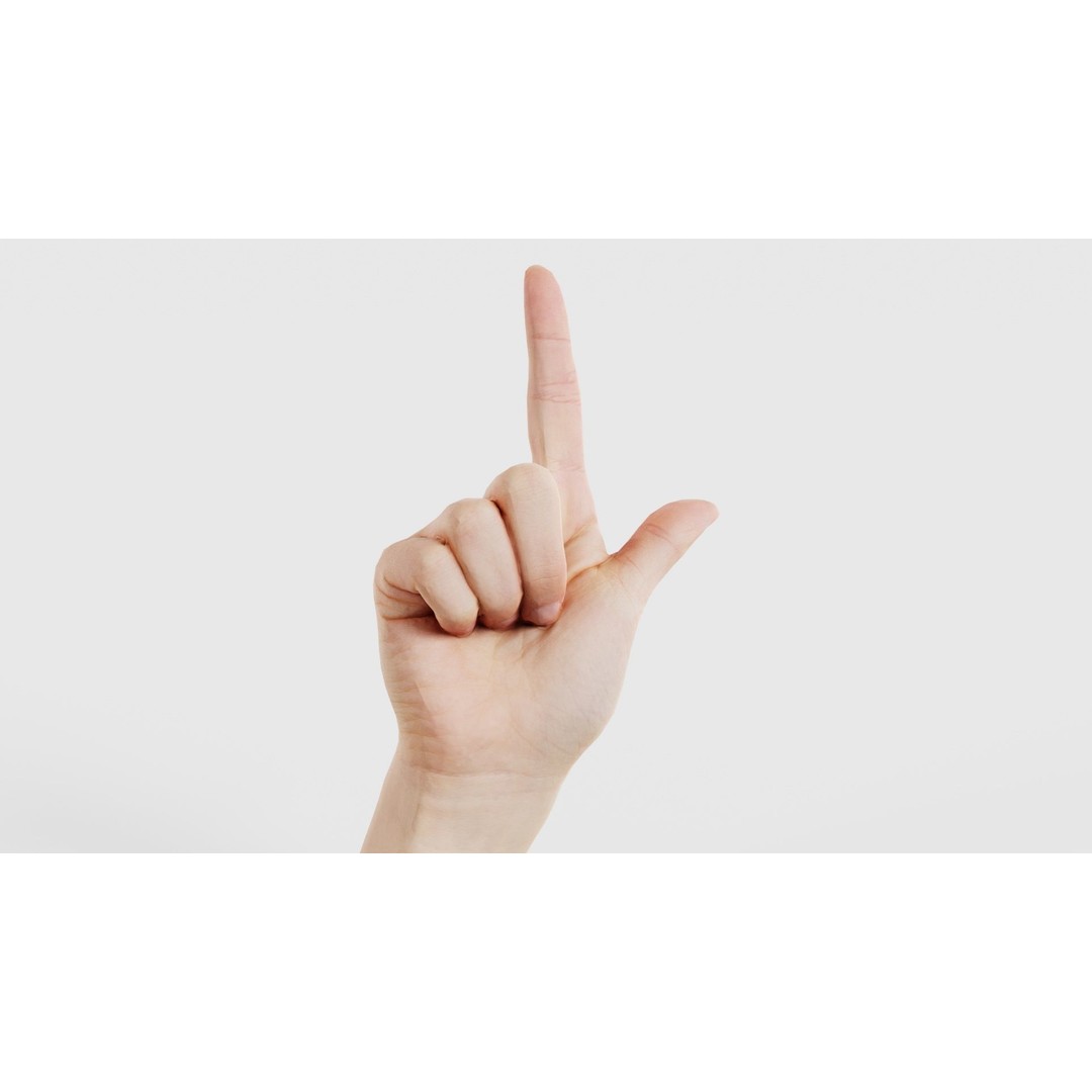 Finger Alphabet L 3D Model – Low Poly Character with PBR Textures, FBX - View 18