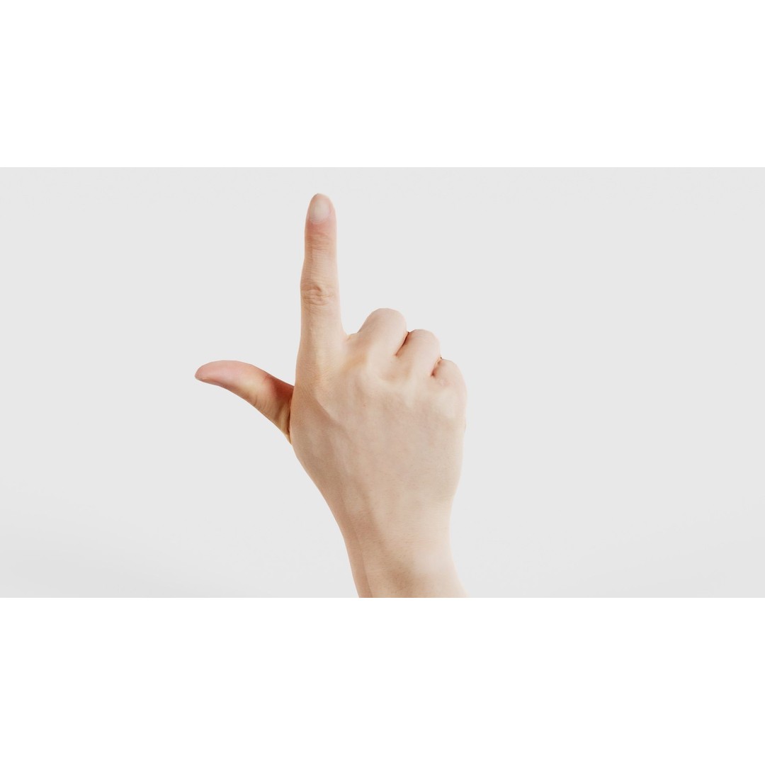 Finger Alphabet L 3D Model – Low Poly Character with PBR Textures, FBX - View 23