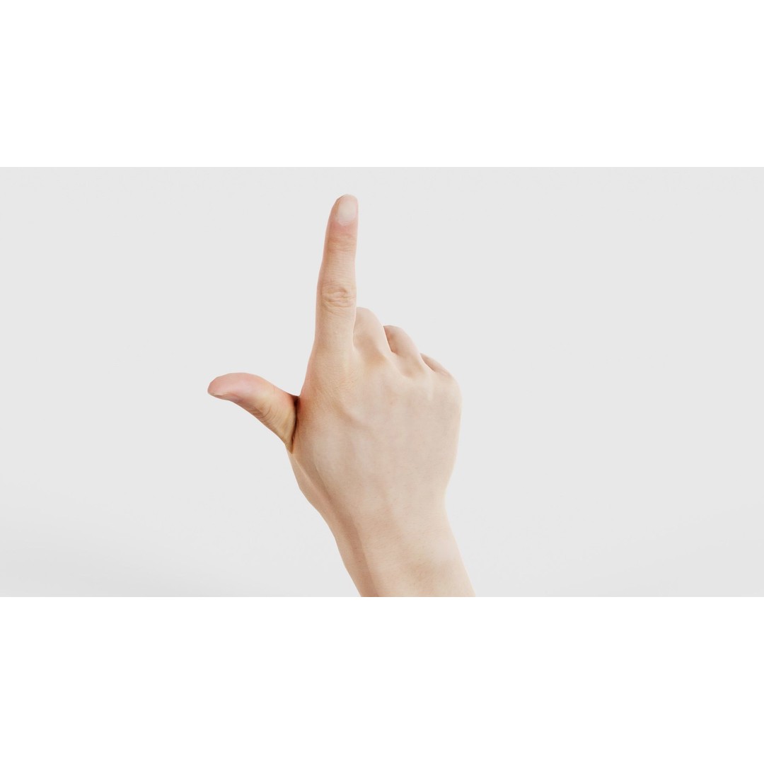Finger Alphabet L 3D Model – Low Poly Character with PBR Textures, FBX - View 24