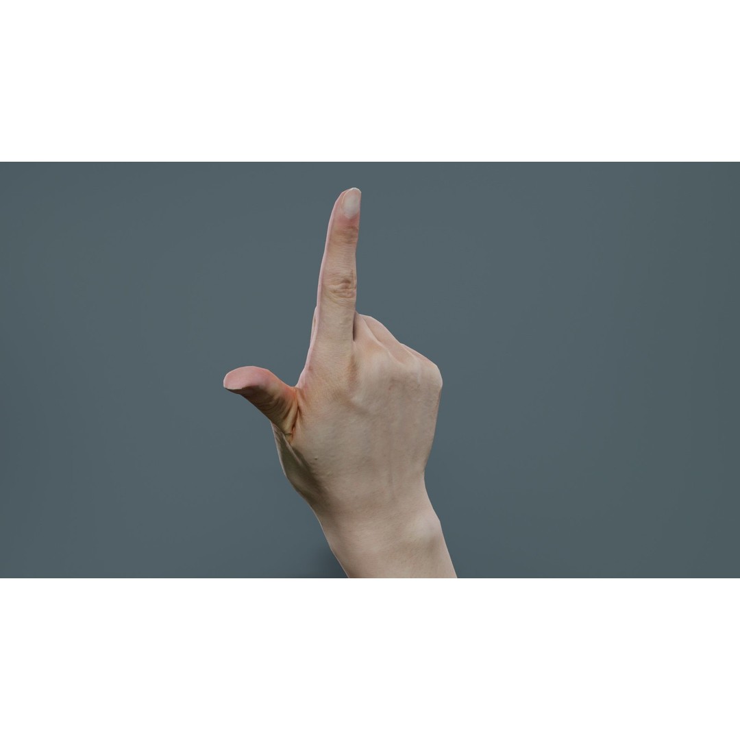 Finger Alphabet L 3D Model – Low Poly Character with PBR Textures, FBX - View 3