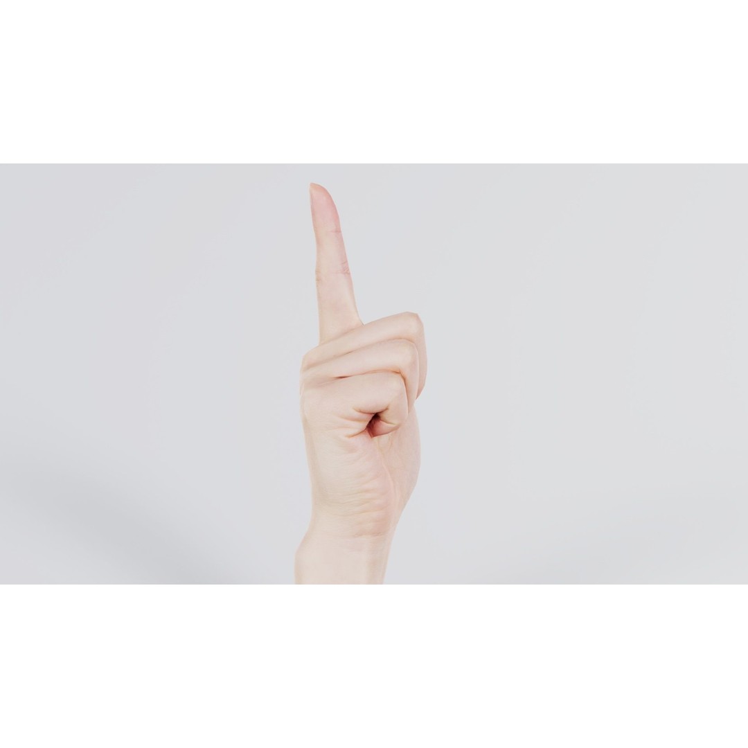 Finger Alphabet L 3D Model – Low Poly Character with PBR Textures, FBX - View 4