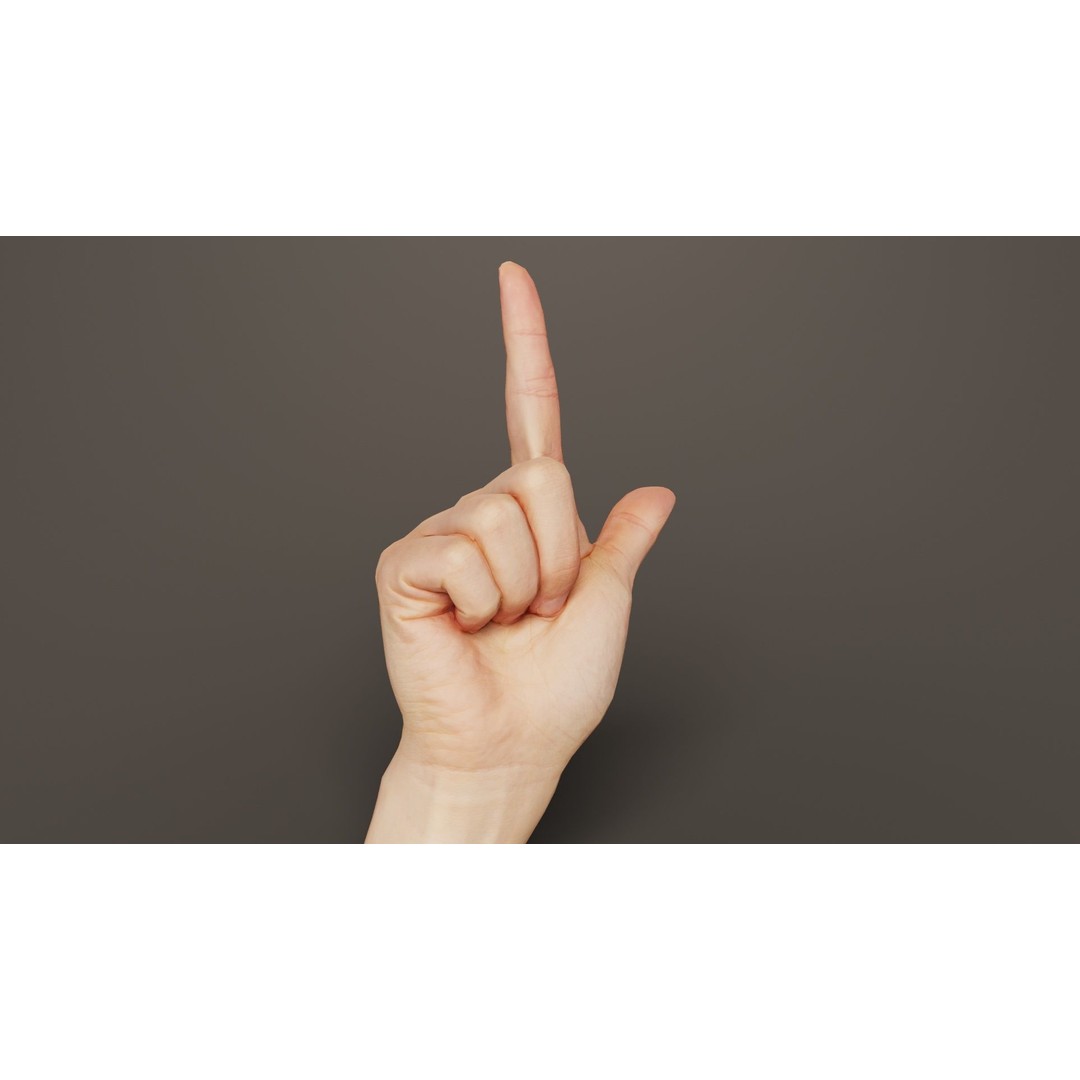 Finger Alphabet L 3D Model – Low Poly Character with PBR Textures, FBX - View 5