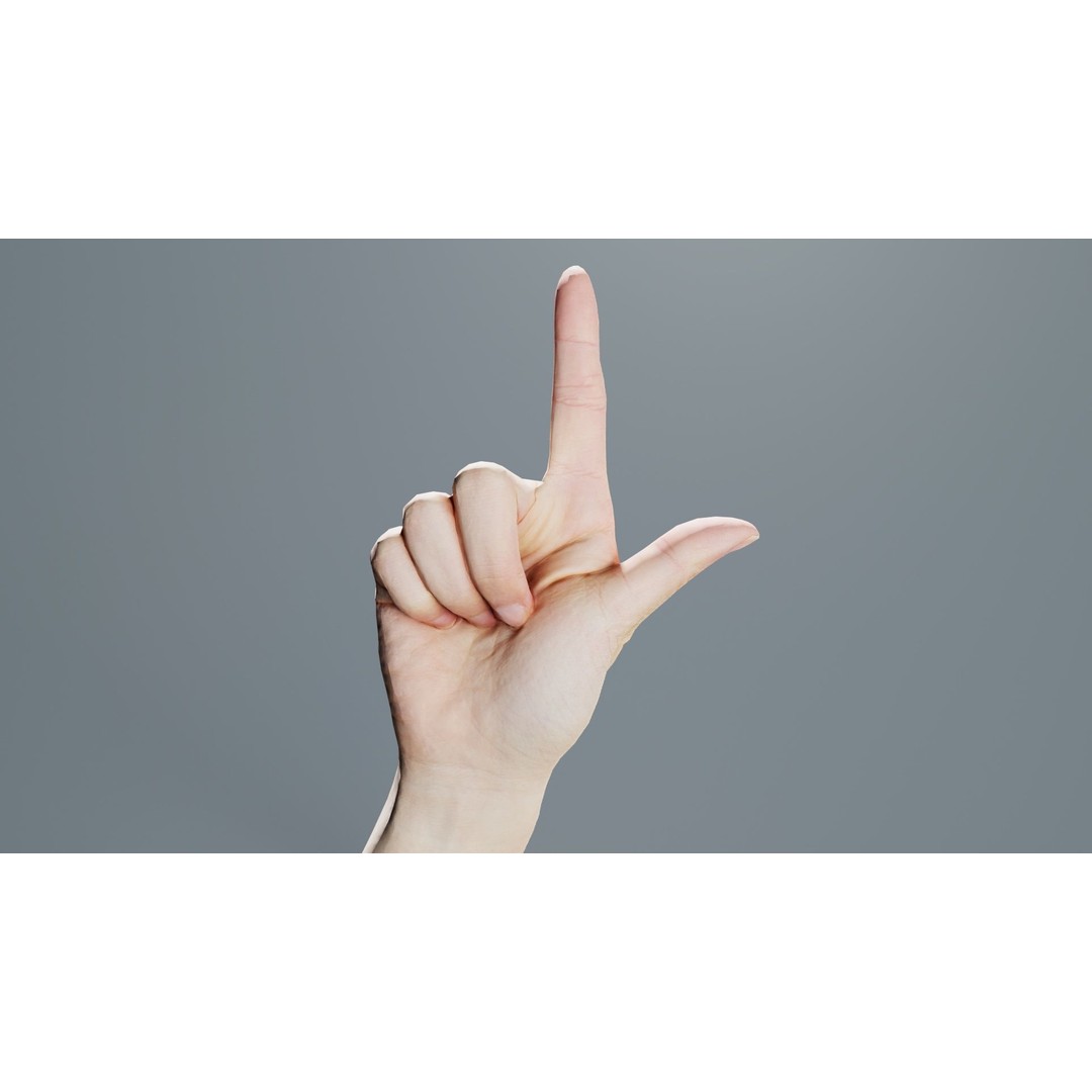 Finger Alphabet L 3D Model – Low Poly Character with PBR Textures, FBX - View 6