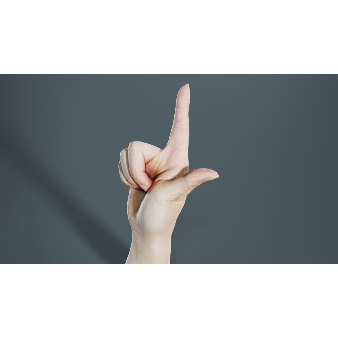 Finger Alphabet L 3D Model – Low Poly Character with PBR Textures, FBX - View 7