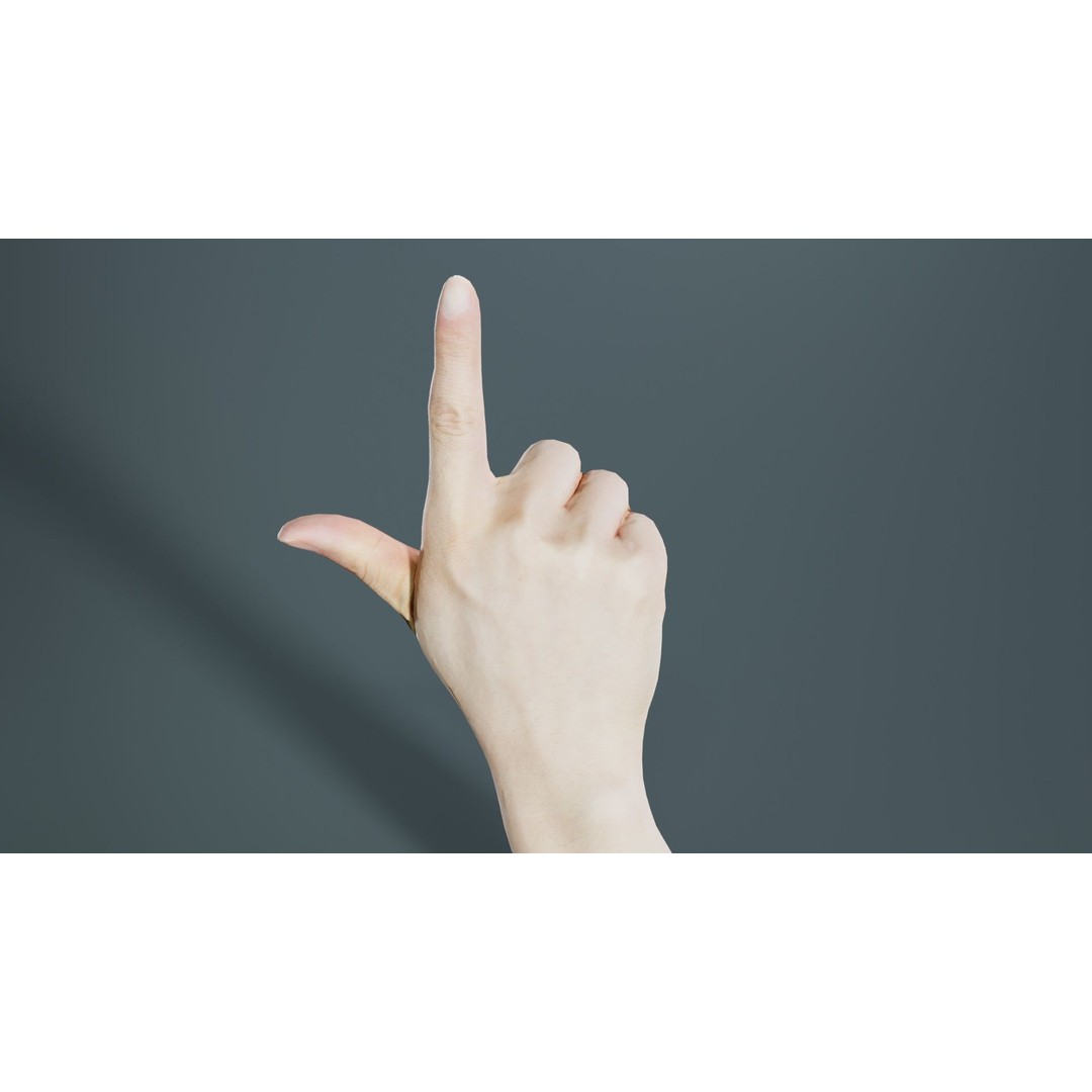 Finger Alphabet L 3D Model – Low Poly Character with PBR Textures, FBX - View 8