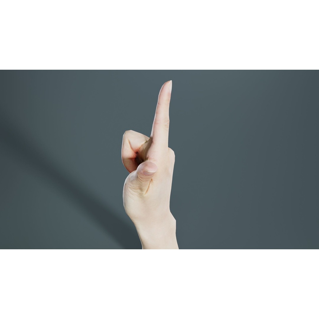 Finger Alphabet L 3D Model – Low Poly Character with PBR Textures, FBX - View 9