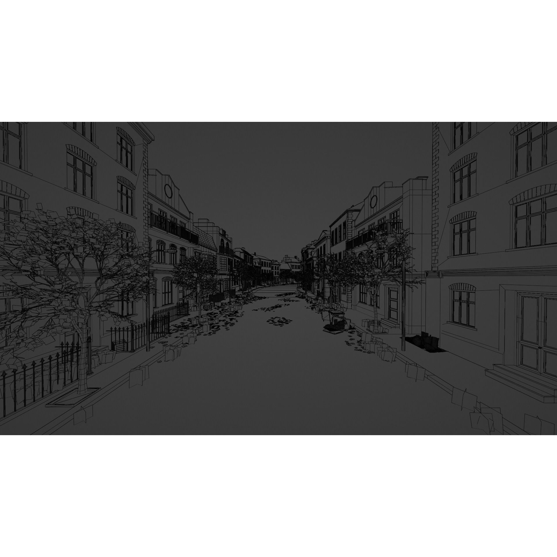 Abandoned Street Urban Decay - Game-Ready 3D Model - View 24