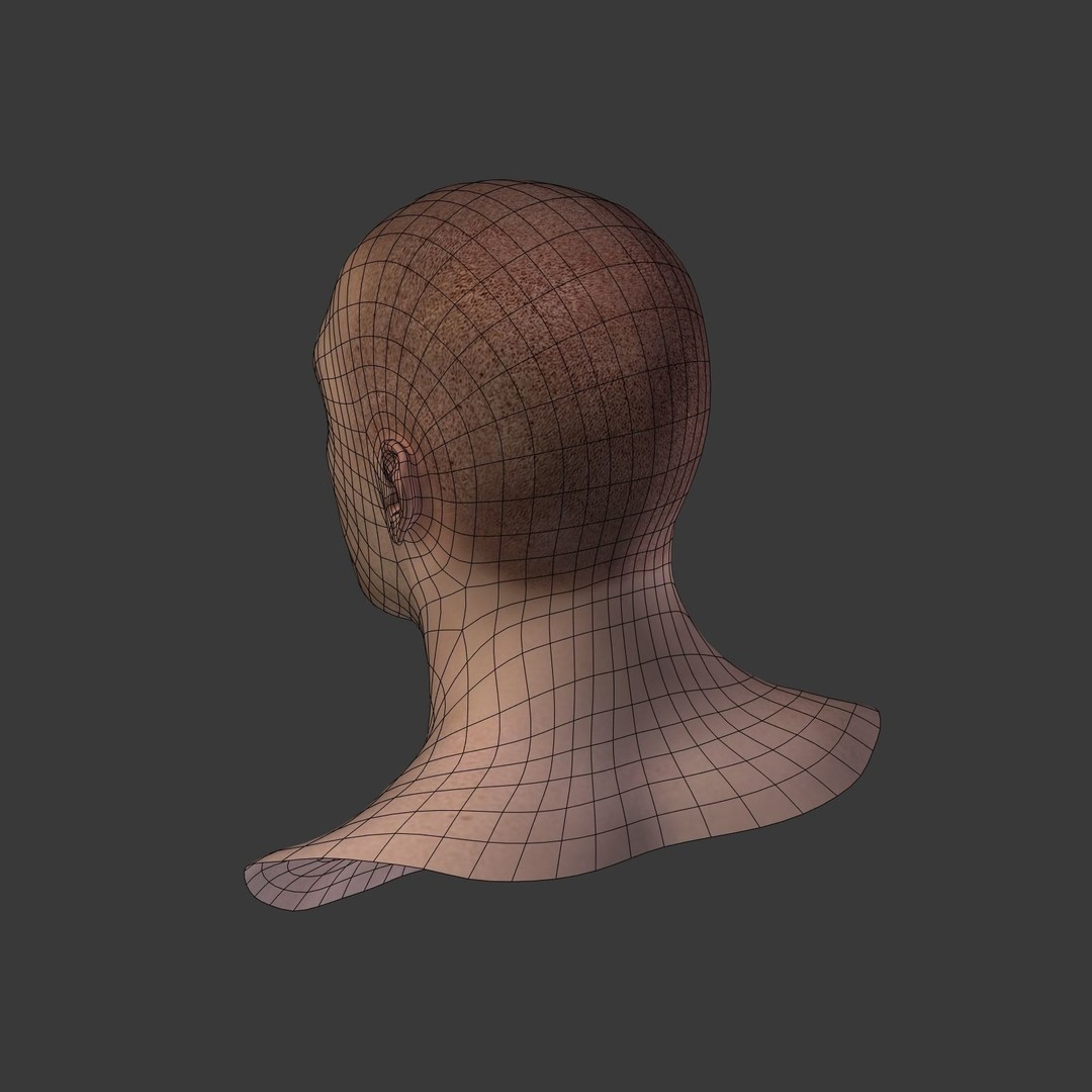 Realistic Man Head 3D Model – Low Poly Character Mesh, FBX