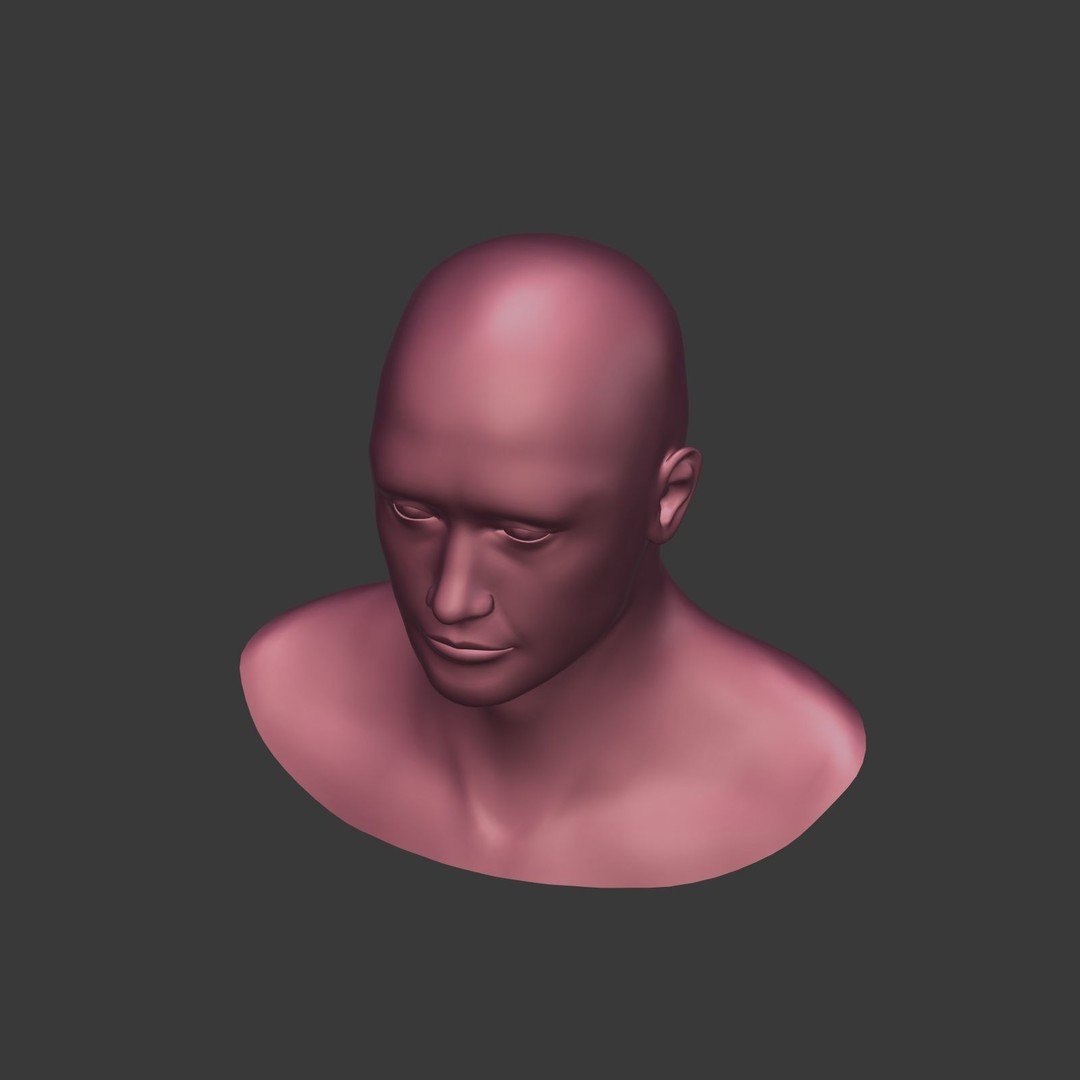 Realistic Man Head 3D Model – Low Poly Character Mesh, FBX - View 12