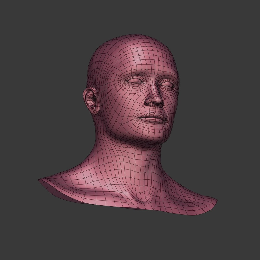 Realistic Man Head 3D Model – Low Poly Character Mesh, FBX - View 15