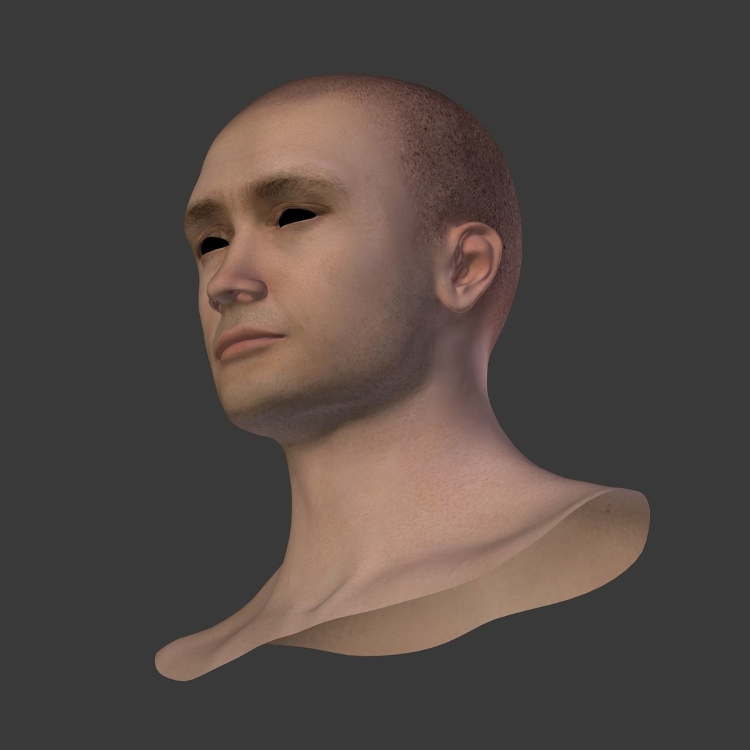 Realistic Man Head 3D Model – Low Poly Character Mesh, FBX - View 16