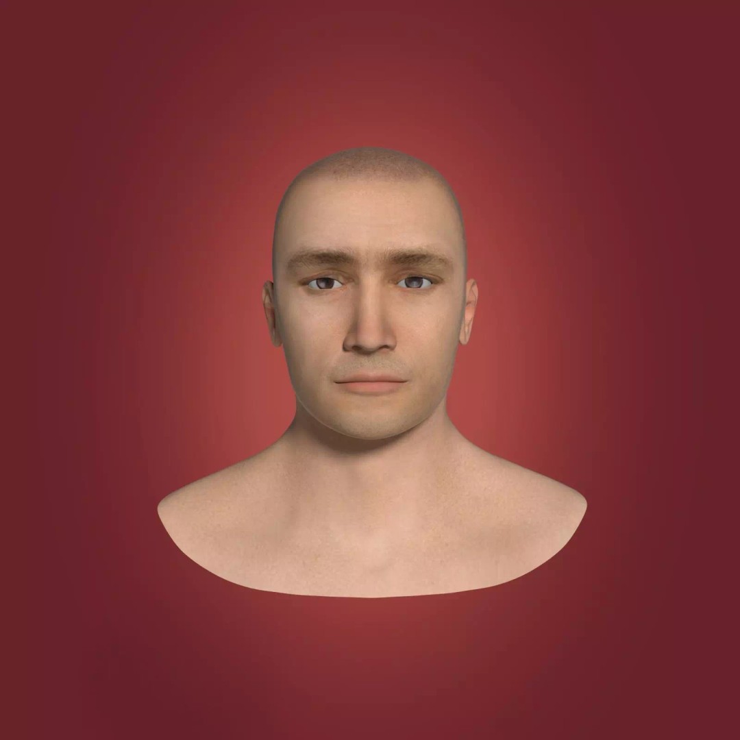 Realistic Man Head 3D Model – Low Poly Character Mesh, FBX - View 2
