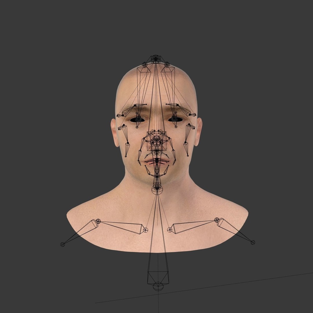 Realistic Man Head 3D Model – Low Poly Character Mesh, FBX - View 3
