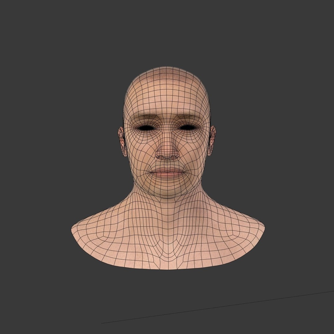 Realistic Man Head 3D Model – Low Poly Character Mesh, FBX - View 4