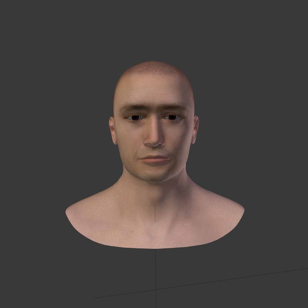 Realistic Man Head 3D Model – Low Poly Character Mesh, FBX - View 5
