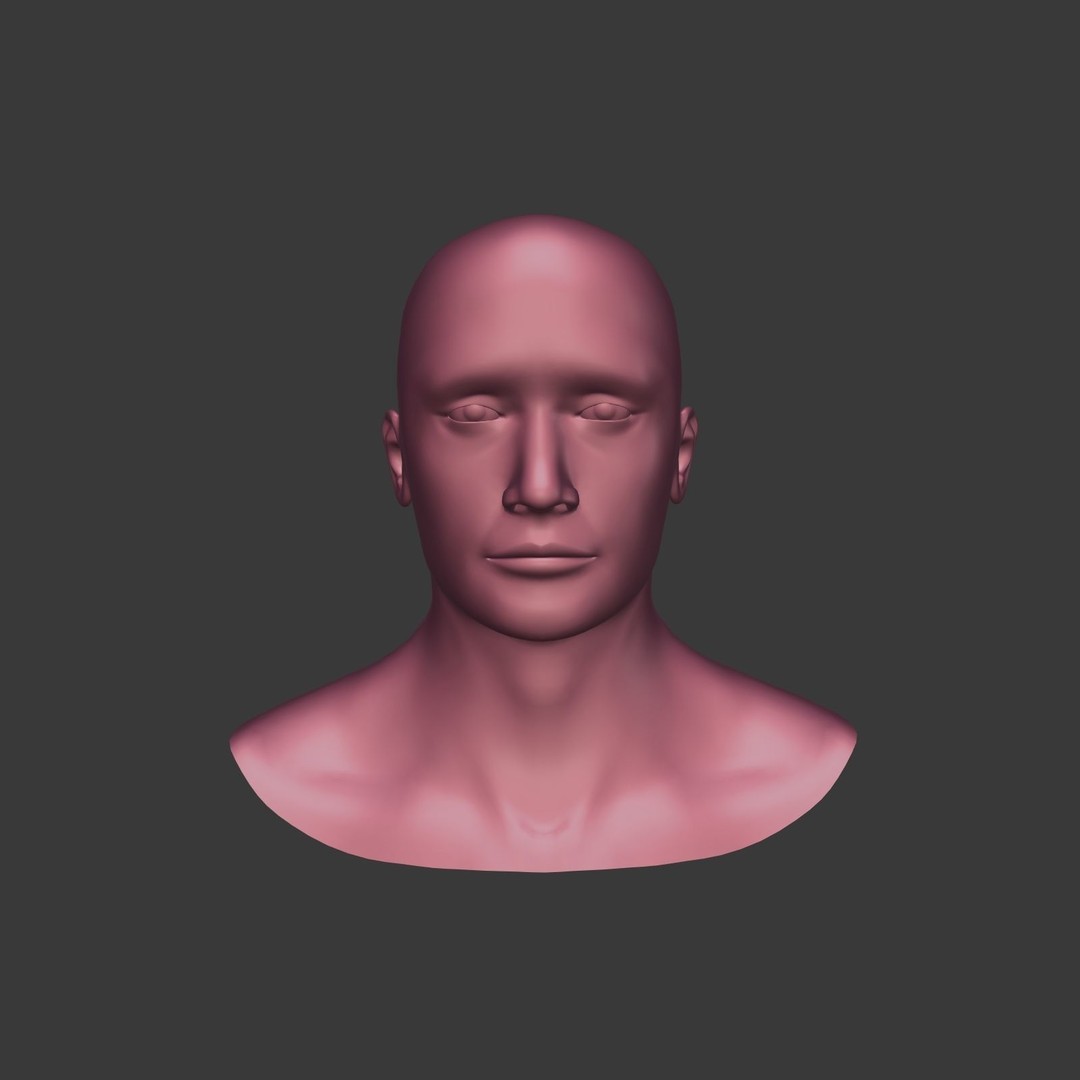 Realistic Man Head 3D Model – Low Poly Character Mesh, FBX - View 7