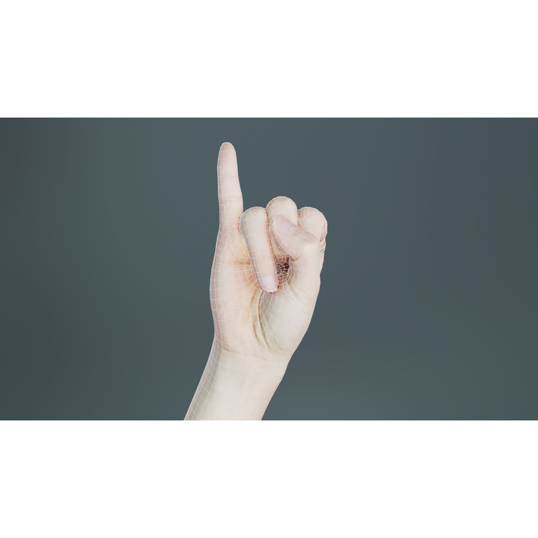 Finger Alphabet I 3D Model – Low Poly Character with PBR Textures - View 11