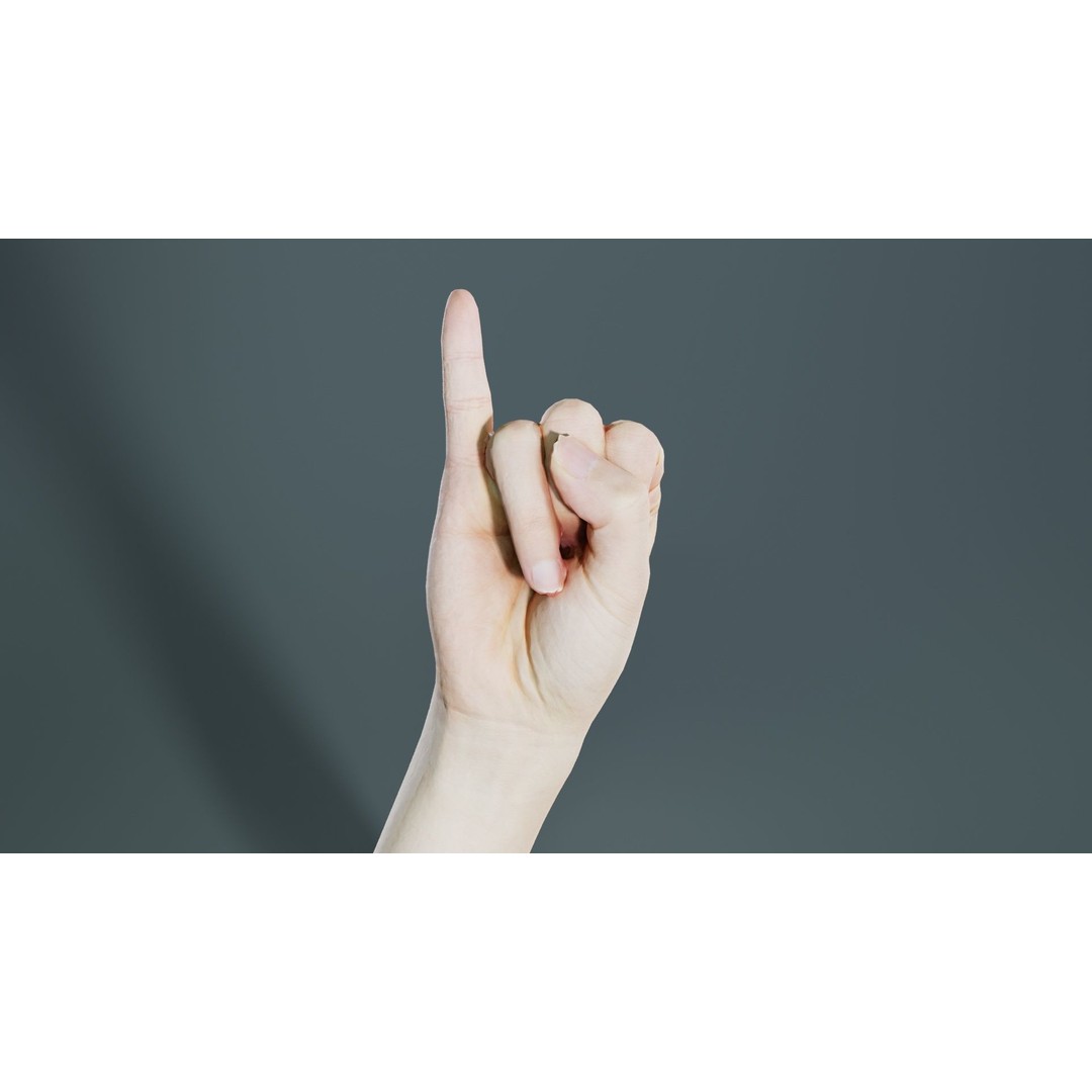 Finger Alphabet I 3D Model – Low Poly Character with PBR Textures - View 4