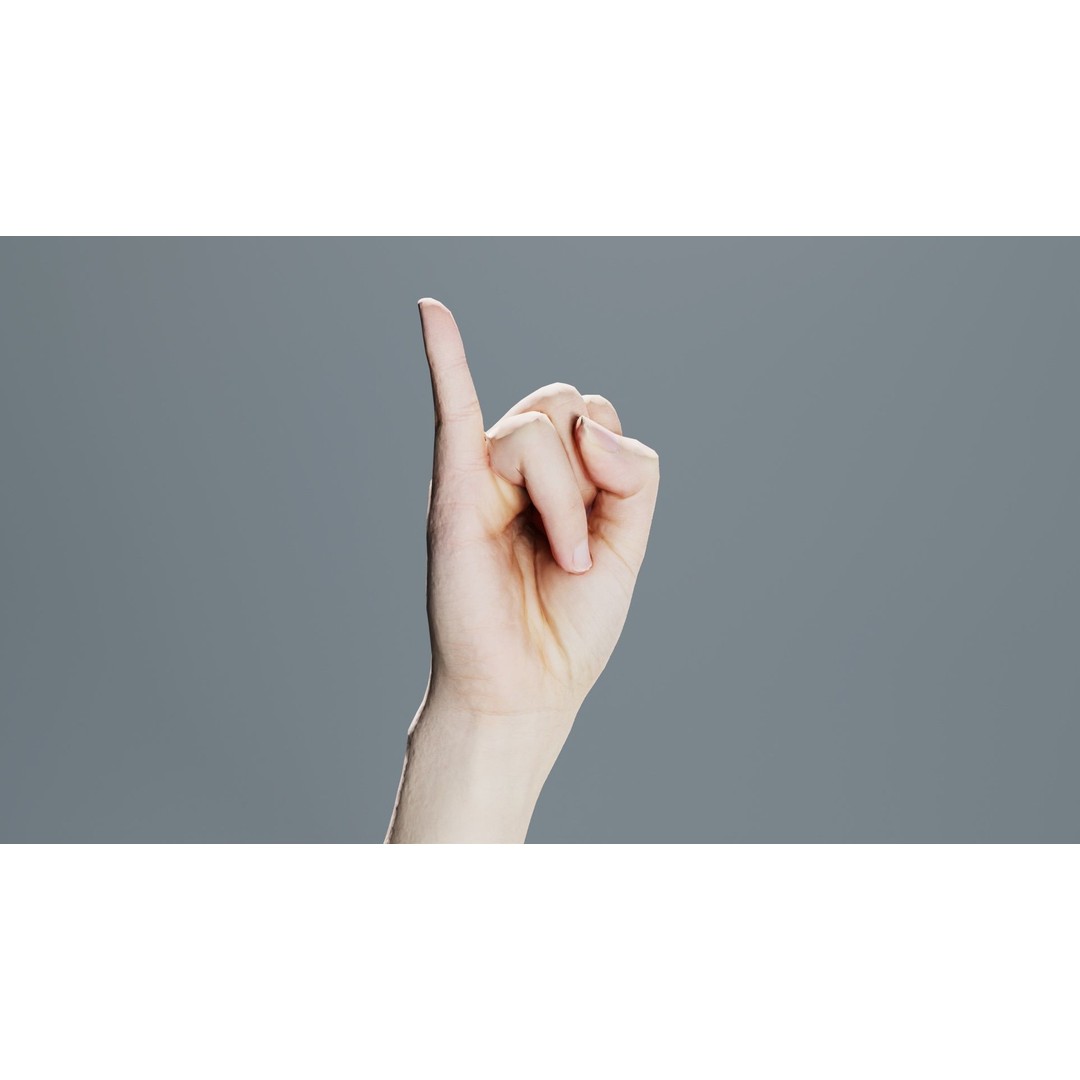 Finger Alphabet I 3D Model – Low Poly Character with PBR Textures - View 6