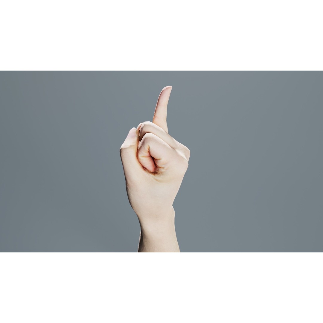 Finger Alphabet I 3D Model – Low Poly Character with PBR Textures - View 8