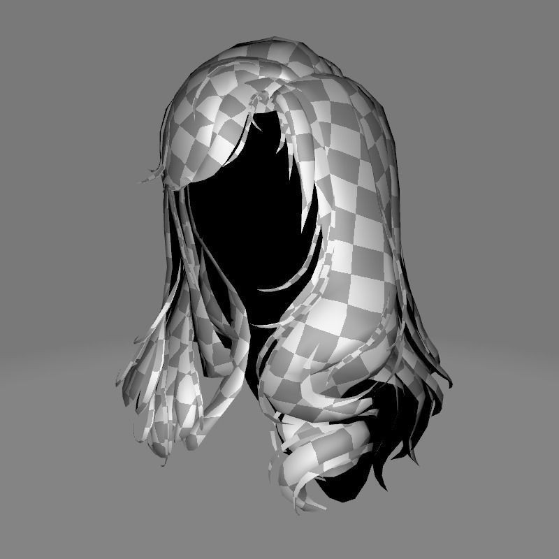 Female Colorable Hair 3D Model – Low Poly Realistic Game Asset, FBX
